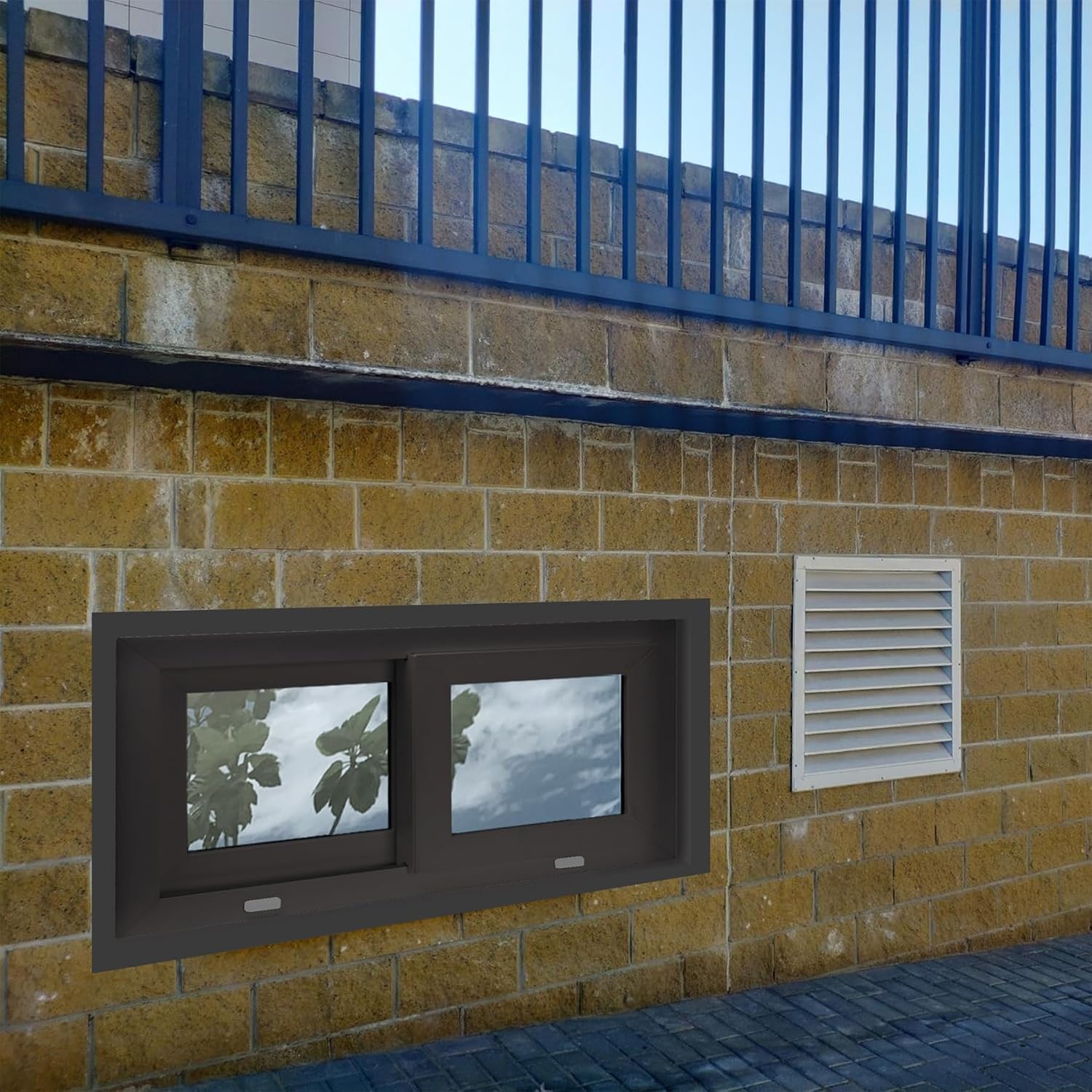 Vinyl Basement Slider Window,32 x 16 Basement Window,Removable Sliding Windows with Screen Windows，Featuring Double-Pane Insulated with Thermal Insulation Soundproof Glass（Brown）
